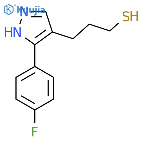 3-3-(4-fluorophenyl)-1H-pyrazol-4-ylpropane-1-thiol structure