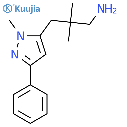 2,2-dimethyl-3-(1-methyl-3-phenyl-1H-pyrazol-5-yl)propan-1-amine structure