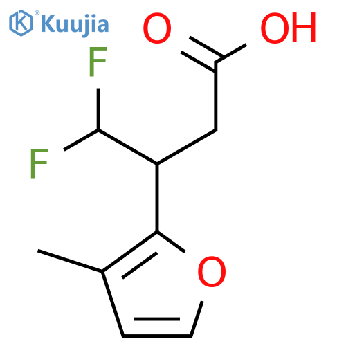 4,4-difluoro-3-(3-methylfuran-2-yl)butanoic acid structure
