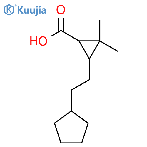 3-(2-cyclopentylethyl)-2,2-dimethylcyclopropane-1-carboxylic acid structure