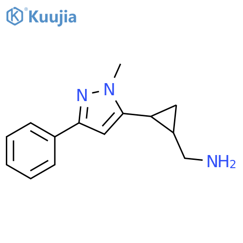 2-(1-methyl-3-phenyl-1H-pyrazol-5-yl)cyclopropylmethanamine structure