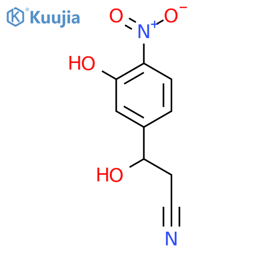 3-hydroxy-3-(3-hydroxy-4-nitrophenyl)propanenitrile structure