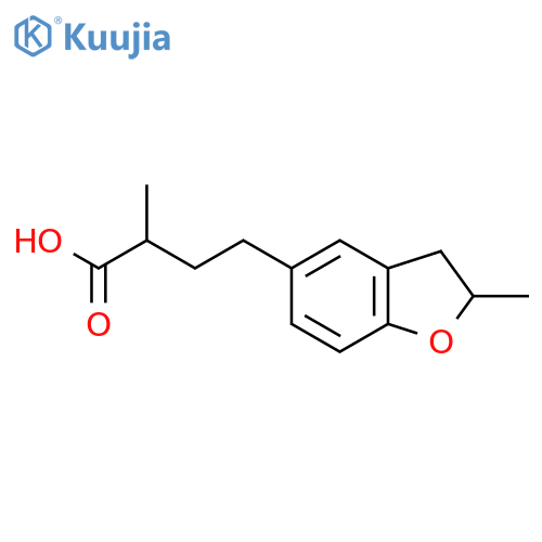 2-methyl-4-(2-methyl-2,3-dihydro-1-benzofuran-5-yl)butanoic acid structure