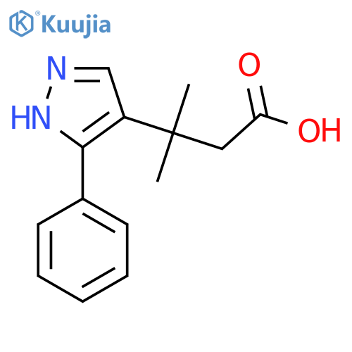 3-methyl-3-(3-phenyl-1H-pyrazol-4-yl)butanoic acid structure