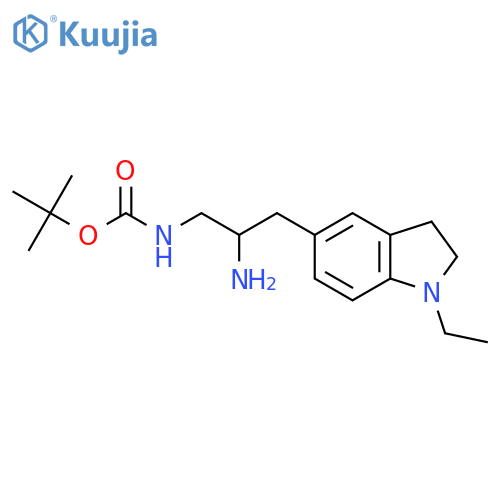 tert-butyl N-2-amino-3-(1-ethyl-2,3-dihydro-1H-indol-5-yl)propylcarbamate structure