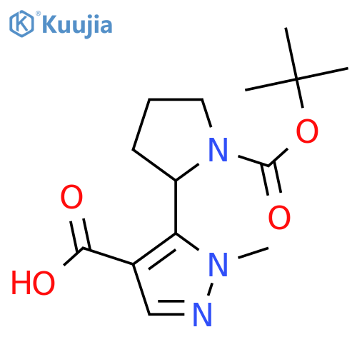 5-{1-(tert-butoxy)carbonylpyrrolidin-2-yl}-1-methyl-1H-pyrazole-4-carboxylic acid structure