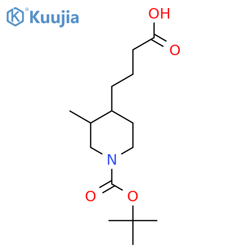 4-{1-(tert-butoxy)carbonyl-3-methylpiperidin-4-yl}butanoic acid structure