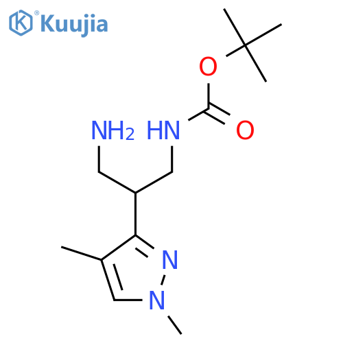 tert-butyl N-3-amino-2-(1,4-dimethyl-1H-pyrazol-3-yl)propylcarbamate structure