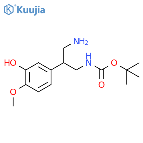 tert-butyl N-3-amino-2-(3-hydroxy-4-methoxyphenyl)propylcarbamate structure