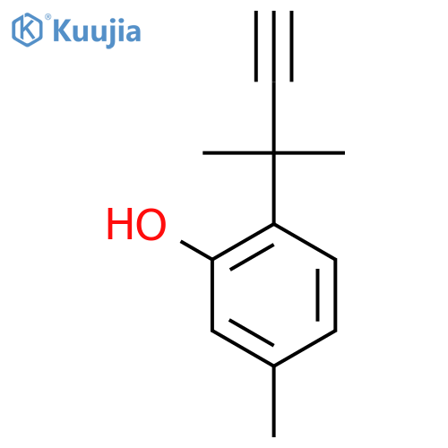 5-methyl-2-(2-methylbut-3-yn-2-yl)phenol structure