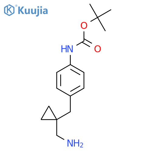 tert-butyl N-(4-{1-(aminomethyl)cyclopropylmethyl}phenyl)carbamate structure