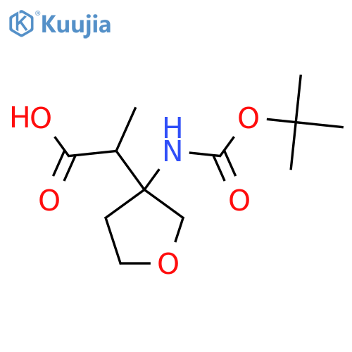 2-(3-{(tert-butoxy)carbonylamino}oxolan-3-yl)propanoic acid structure