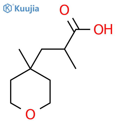 2-Methyl-3-(4-methyloxan-4-yl)propanoic acid structure