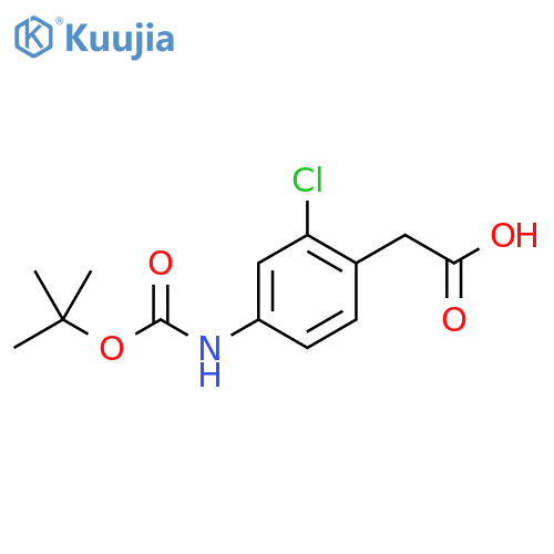 2-(4-{(tert-butoxy)carbonylamino}-2-chlorophenyl)acetic acid structure