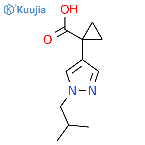 1-1-(2-methylpropyl)-1H-pyrazol-4-ylcyclopropane-1-carboxylic acid structure