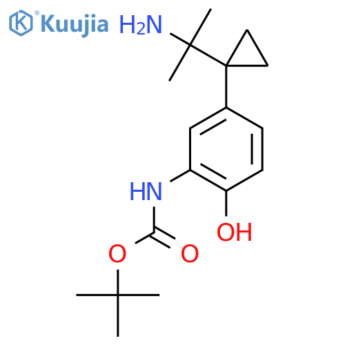 tert-butyl N-{5-1-(2-aminopropan-2-yl)cyclopropyl-2-hydroxyphenyl}carbamate structure