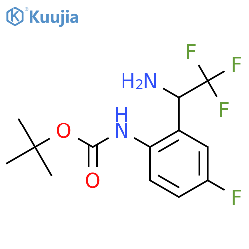 tert-butyl N-2-(1-amino-2,2,2-trifluoroethyl)-4-fluorophenylcarbamate structure