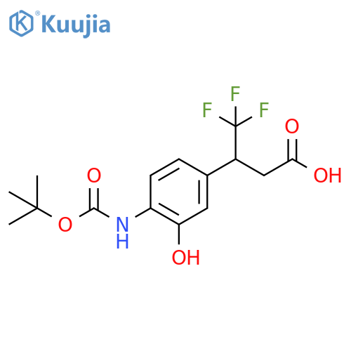 3-(4-{(tert-butoxy)carbonylamino}-3-hydroxyphenyl)-4,4,4-trifluorobutanoic acid structure
