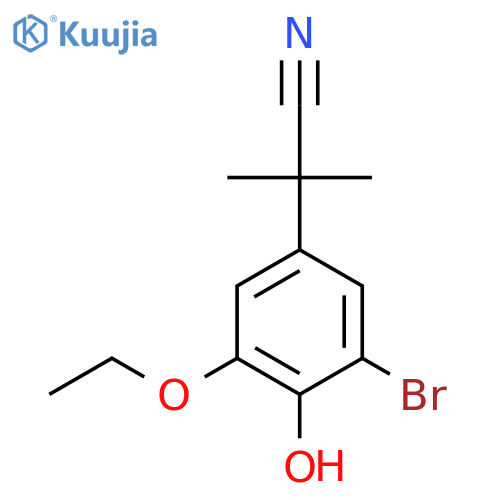 2-(3-bromo-5-ethoxy-4-hydroxyphenyl)-2-methylpropanenitrile structure
