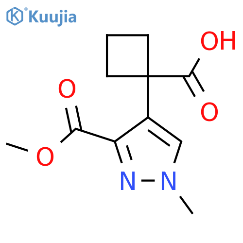 1-3-(methoxycarbonyl)-1-methyl-1H-pyrazol-4-ylcyclobutane-1-carboxylic acid structure