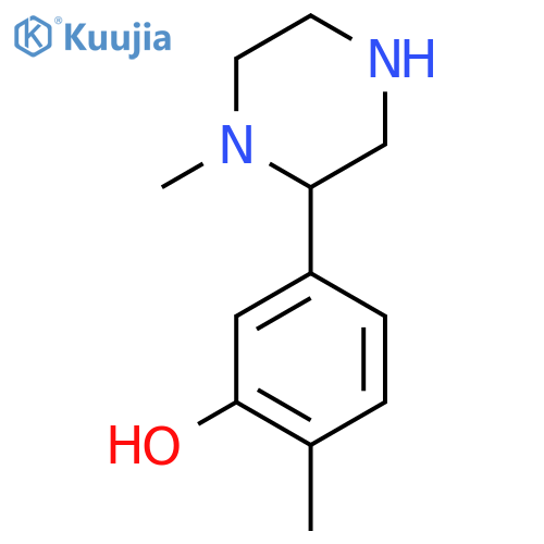 2-methyl-5-(1-methylpiperazin-2-yl)phenol structure