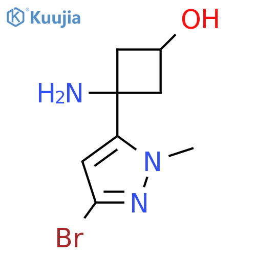 3-amino-3-(3-bromo-1-methyl-1H-pyrazol-5-yl)cyclobutan-1-ol structure