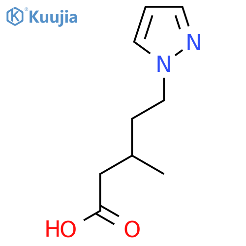 3-methyl-5-(1H-pyrazol-1-yl)pentanoic acid structure