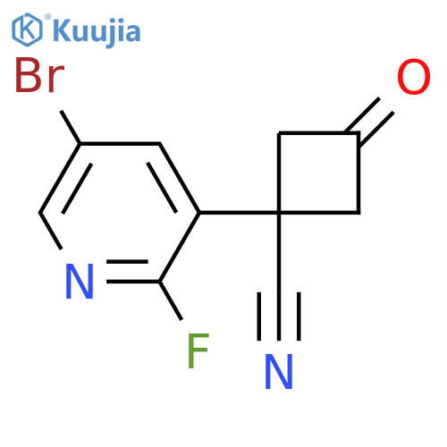 1-(5-bromo-2-fluoropyridin-3-yl)-3-oxocyclobutane-1-carbonitrile structure