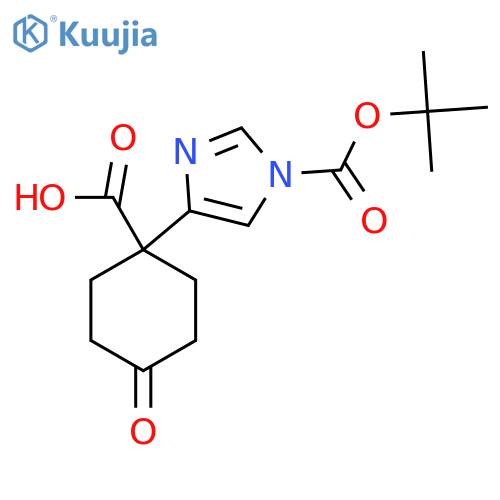 1-{1-(tert-butoxy)carbonyl-1H-imidazol-4-yl}-4-oxocyclohexane-1-carboxylic acid structure