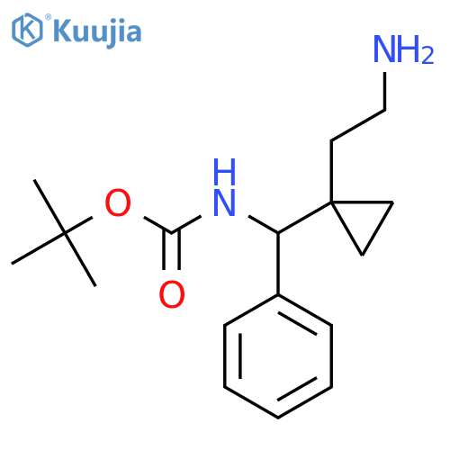 tert-butyl N-{1-(2-aminoethyl)cyclopropyl(phenyl)methyl}carbamate structure