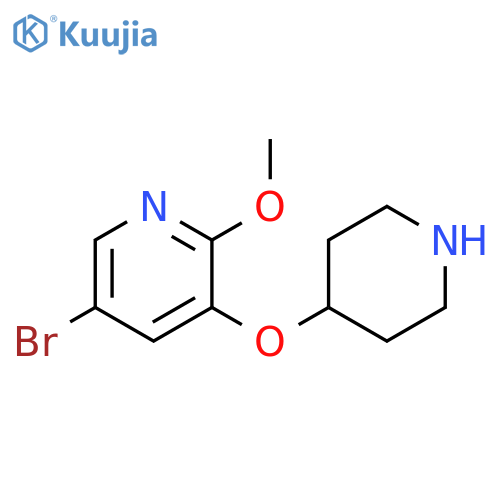 5-bromo-2-methoxy-3-(piperidin-4-yloxy)pyridine structure
