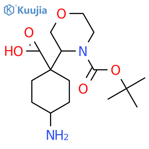 4-amino-1-{4-(tert-butoxy)carbonylmorpholin-3-yl}cyclohexane-1-carboxylic acid structure
