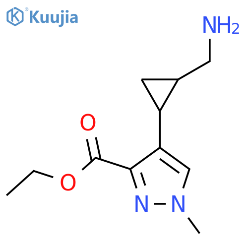 ethyl 4-2-(aminomethyl)cyclopropyl-1-methyl-1H-pyrazole-3-carboxylate structure
