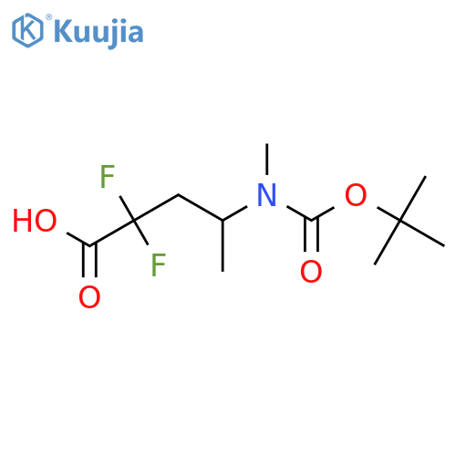 4-{(tert-butoxy)carbonyl(methyl)amino}-2,2-difluoropentanoic acid structure