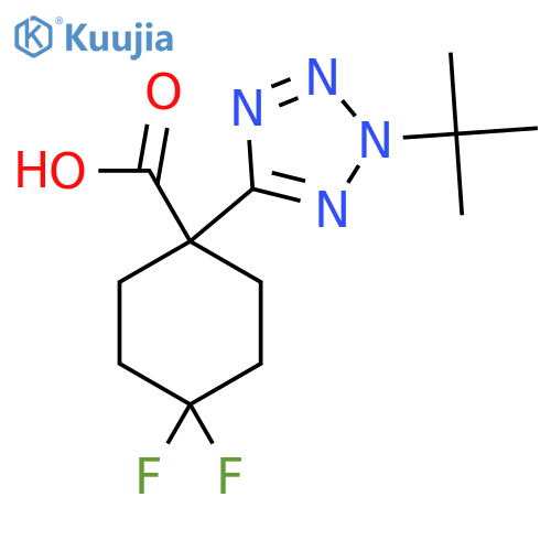 1-(2-tert-butyl-2H-1,2,3,4-tetrazol-5-yl)-4,4-difluorocyclohexane-1-carboxylic acid structure