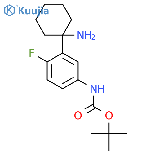 tert-butyl N-3-(1-aminocyclohexyl)-4-fluorophenylcarbamate structure