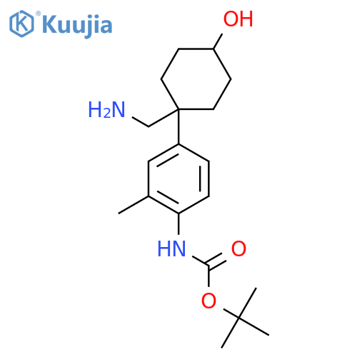 tert-butyl N-{4-1-(aminomethyl)-4-hydroxycyclohexyl-2-methylphenyl}carbamate structure