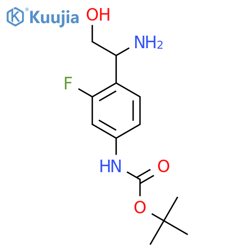 tert-butyl N-4-(1-amino-2-hydroxyethyl)-3-fluorophenylcarbamate structure