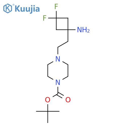 tert-butyl 4-2-(1-amino-3,3-difluorocyclobutyl)ethylpiperazine-1-carboxylate structure