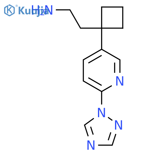 2-{1-6-(1H-1,2,4-triazol-1-yl)pyridin-3-ylcyclobutyl}ethan-1-amine structure