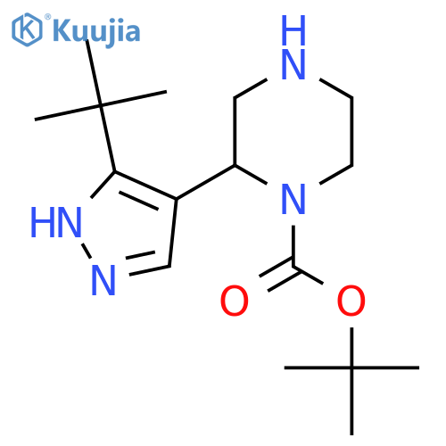 tert-butyl 2-(3-tert-butyl-1H-pyrazol-4-yl)piperazine-1-carboxylate structure