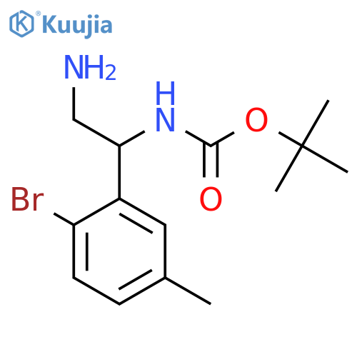 tert-butyl N-2-amino-1-(2-bromo-5-methylphenyl)ethylcarbamate structure
