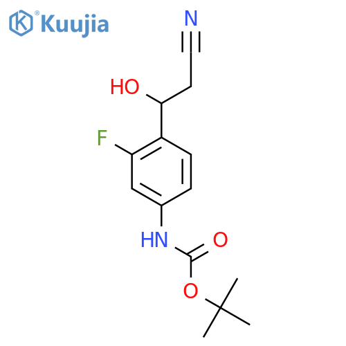 tert-butyl N-4-(2-cyano-1-hydroxyethyl)-3-fluorophenylcarbamate structure
