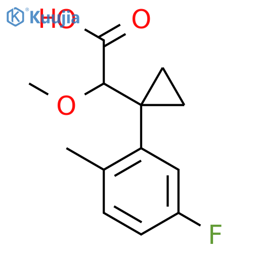 2-1-(5-fluoro-2-methylphenyl)cyclopropyl-2-methoxyacetic acid structure