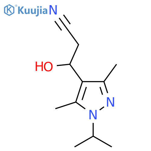 3-3,5-dimethyl-1-(propan-2-yl)-1H-pyrazol-4-yl-3-hydroxypropanenitrile structure