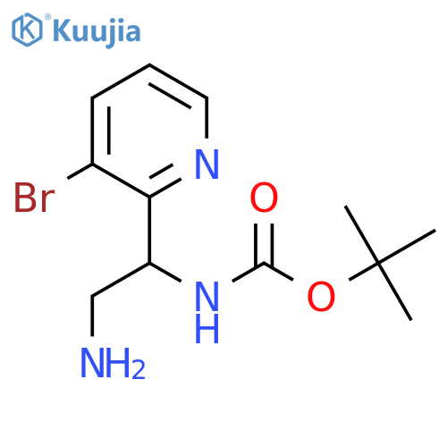 tert-butyl N-2-amino-1-(3-bromopyridin-2-yl)ethylcarbamate structure