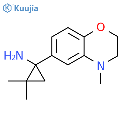 2,2-dimethyl-1-(4-methyl-3,4-dihydro-2H-1,4-benzoxazin-6-yl)cyclopropan-1-amine structure