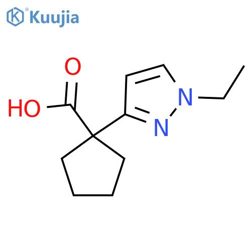 1-(1-ethyl-1H-pyrazol-3-yl)cyclopentane-1-carboxylic acid structure