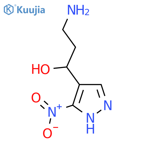 3-amino-1-(3-nitro-1H-pyrazol-4-yl)propan-1-ol structure