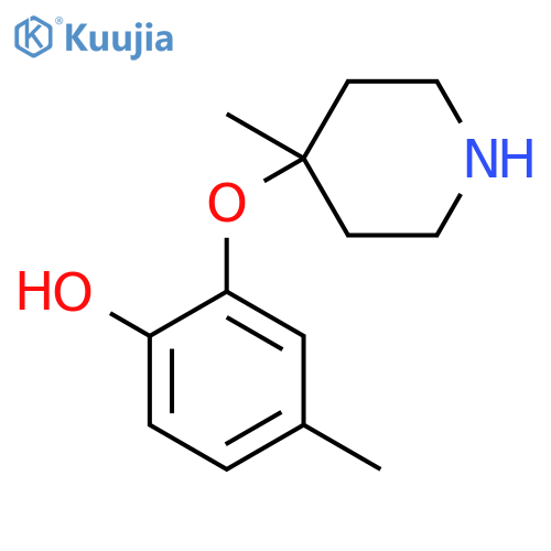 4-methyl-2-(4-methylpiperidin-4-yl)oxyphenol structure